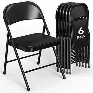 76-$78 FS WALMART by HaiNova 6 Pack Folding Chairs with Comfortable Cushion,Leather Padded Cushion Chair with Stainless Steel Frame for Home and Office