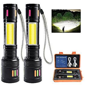 Jercoda Aluminum Body 5" Compact 1000lm Flashlight (2-Pack) $12.49 AC @amazon