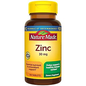 Select Accts:100-Ct Nature Made 30mg Zinc Tablets 2 for $2.75 w/ S&S