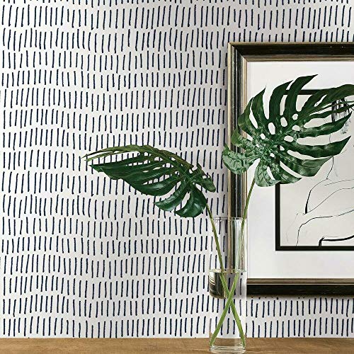 RoomMates RMK11611WP Tick Mark...nd Stick Wallpaper,Navy/White