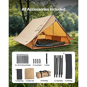 VEVOR Camping Hot Tent,2 Persons Cabin Tent with Stove Jack & Poles,Waterproof Winter Tents Shelters with Fireproof Ground Mat,Portable 4 Season Tents $80