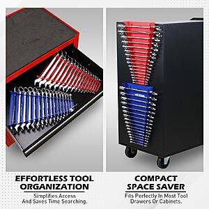 2-Pack Magnetic Wrench Organizer,32-Slot Premium Wrench Rack Holder Tool Trays for Toolboxes Drawer Storage,SAE (1/4" - 1-1/16") & Metric (6mm - 24mm) $8.09