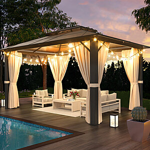 410:JolyDale 12 Ft.W x 10 Ft.D Outdoor Patio Gazebo with Hardtop Double Roof at Wayfair