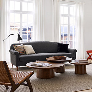 Bellamont Modern Neoclassical Chenille Sofa w/ Rolled Arms & Rubberwood Legs Gray $206,Light Gray $207 + Free Shipping