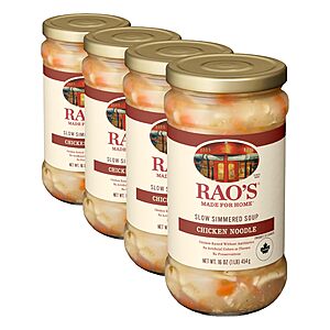 12.77 S&S Clip Q Pack of 4 Rao's Made for Home Chicken Noodle Soup,16oz,Traditional Italian Heat and Serve Soup AMZ ($3.19 ea