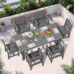 7-Piece Outdoor Dining Set w/ 67" Rectangular Table & Umbrella Hole (Various Colors) $579.99 + Free Shipping w/ Walmart+ or on $35