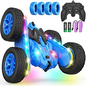Terucle 360° Rotating 4WD Remote Control Stunt Car w/ Strip Lights & Headlights (6 colors) from $11.39 + Free Shipping w/ Prime or on $35+