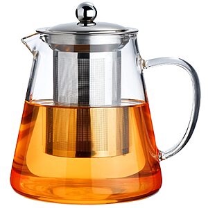 PARACITY Glass Teapot Stovetop 18.6 OZ,Borosilicate Clear Tea Kettle with Removable 18/8 Stainless Steel Infuser,Teapot Blooming and Loose Leaf Tea Maker Tea Brewer,$7.29,Amazo