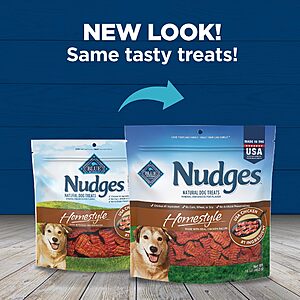 100.32 FS Amazon,get $30 Amazon Credit:Pack of 8 Blue Buffalo Nudges Homestyle Natural Dog Treats Chicken and Bacon,16-oz Bag