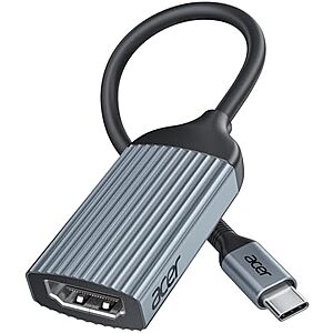 8.99* | Acer USB-C to HDMI 4K 60Hz Adapter/Converter (Grey) at Amazon