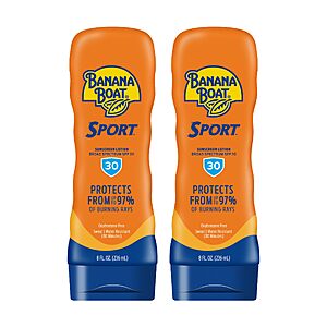 S&S] $9.79:Banana Boat Sport Ultra Lotion Sunscreen,SPF 30,8oz,Twin Pack