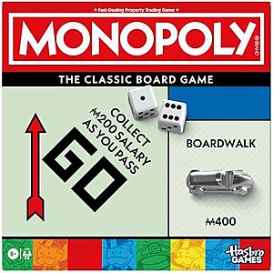 Monopoly: The Classic Board Game with Storage Tray & Larger Tokens $7