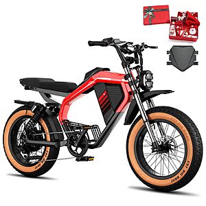 Luckeep M5 MAX Electric Bike Bike 1500W Peak 37.5 MPH, 52V/20AH/40AH Dual Battery, 80/160 Miles Range 20" Tires $889