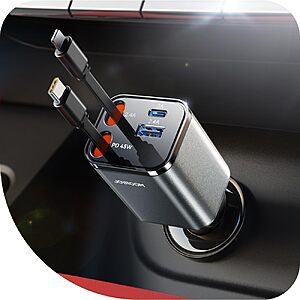 Prime Members:Joyroom 4-in-1 Up to 84W Retractable USB-C + Lightning Car Charger $9.85 + Free S&H