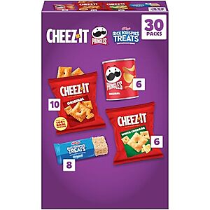 SnS,AC] $7.87 | 30-Pack 1-Oz Cheez-It Kellogg's Snacks (Cheez-It,Pringles,Rice Krispies Treats) at Amazon (26.2￠ each