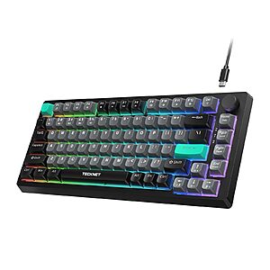 Tecknet 75% 82-Key RBG Backlit Wired Gaming Keyboard $17.24 + Free Shipping w/ Prime or on $35