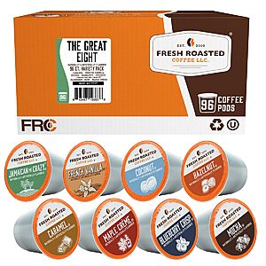 Fresh Roasted Coffee, The Great Eight, Flavored Coffee Pod Variety Pack, K-Cup Compatible, 96 Count~$20.21 After Coupon & S&S @ Amazon