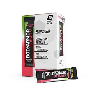SnS,AC] $3.04 | 15-Count BODYARMOR Flash I.V.Electrolyte Packets (Strawberry Kiwi) at Amazon (20.3￠ each